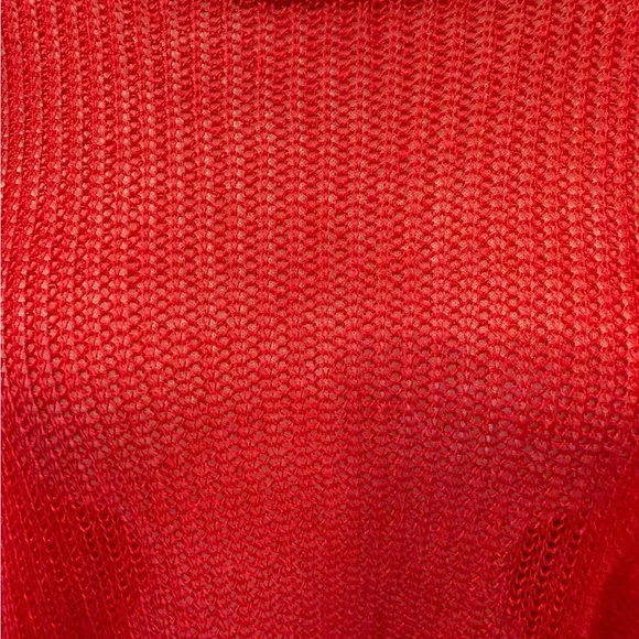 J. Jill Red Open Weave Lightweight Sheer 3/4 Length Sleeve Pullover Size Large - Picture 4 of 9